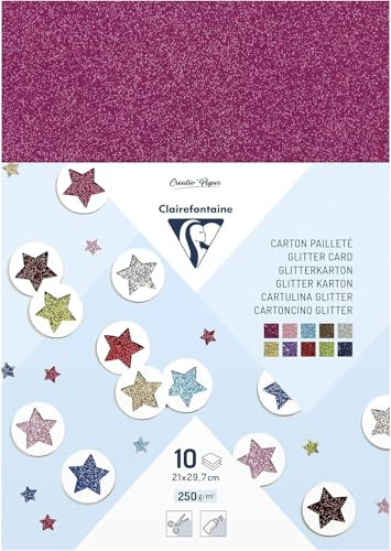 Papier pailleté A4 - Assortiment x 10