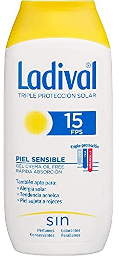 Ladival Protector Solar Piel Sensible - Gel Crema Oil Free - FPS 15, 200 ml