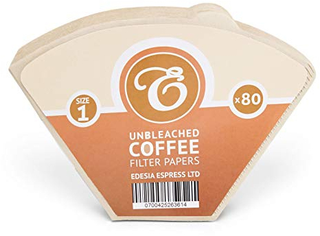 80 Size 1 Coffee Filter Paper Cones, Unbleached by EDESIA ESPRESS