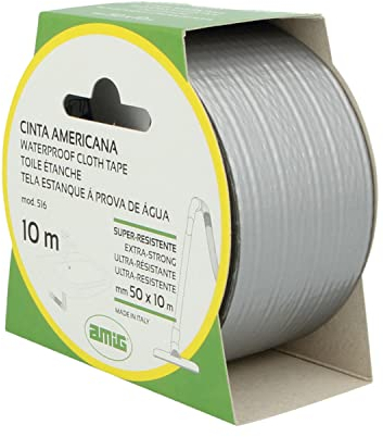 Amig - Cinta Americana Mod.516 de Fijación Extrafuerte y Resistente al Agua para Uso en Interiores o Exteriores - Perfecta para Bricolaje y Reparaciones - Medidas 10 m x 50 mm - Color Gris