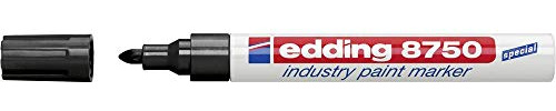 edding 8750 Marqueur peinture spécial industrie - noir - 1 stylo - pointe ronde 2-4 mm - pour écrire sur une surface poussiéreuse, légèrement huileuse, pneu, métal, verre et du bois - permanent