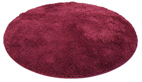 Kinzler J-10001/13 hochwertige Mikrofaser Badematte Uni, 90 cm, rund, flusenfrei, pflegeleicht, Bordeaux