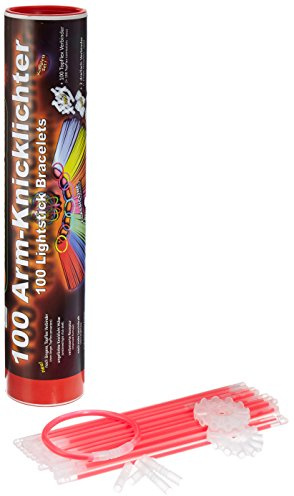 KnickLichterDE 100 Bâtons Lumineux fluorescents Rouges - Qualité supérieure - Set de 202 pièces avec Embouts pour Relier Les batons
