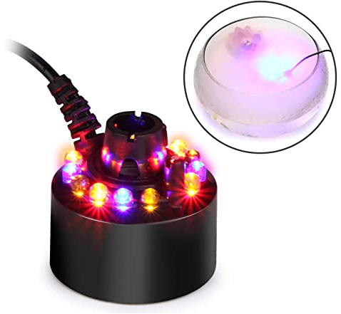 FITNATE Mist Machine Colour Changing 12 LED Ultrasonic Mist Maker Fogger Pond Fog Atomizer, UK Plug, for Halloween, Party