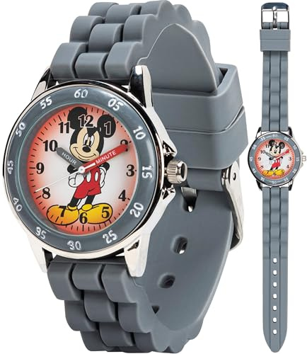 Accutime Disney Kids' MK1242 Mickey Mouse Analog Display Analog Quartz Grey Watch