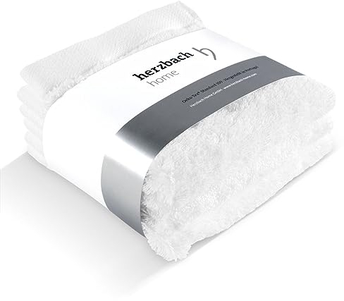 herzbach home Seiftuch 3er Set 30 x 30 cm – Hochwertige, weiche & saugstarke Mini-Handtücher in Premium-Qualität – 100% natürliche Baumwolle (Weiss)