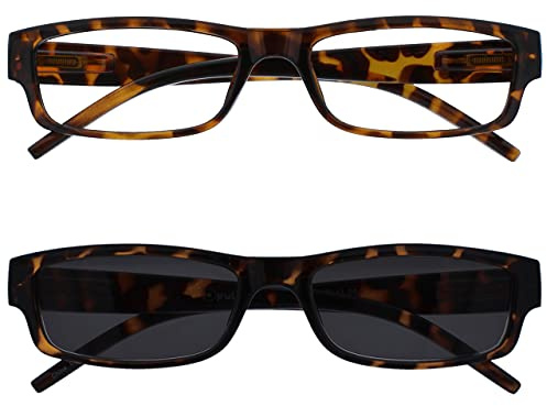 OPULIZE Die Lesebrille Unternehmen Braun Leicht Leser Mit UV400 Sonne Leser Wert Doppelpack Herren Frauen RS32-2 +3,00