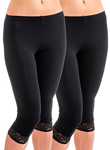 HERMKO 5722 2-pack dam 3/4-leggings med spets
