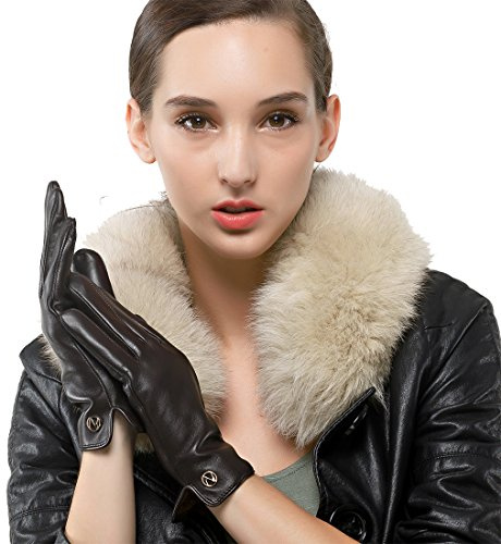 Nappaglo des gants en cuir d'agneau italien hiver chaud simple garniture de longue toison gants