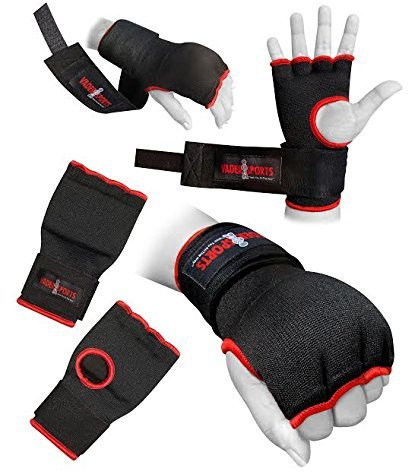 Guantes interiores de gel de boxeo para entrenamiento profesional, color negro, vendas acolchadas, guantes de boxeo, artes marciales mixtas, protectores de puño (pequeños/niños de 9 a 12 años)