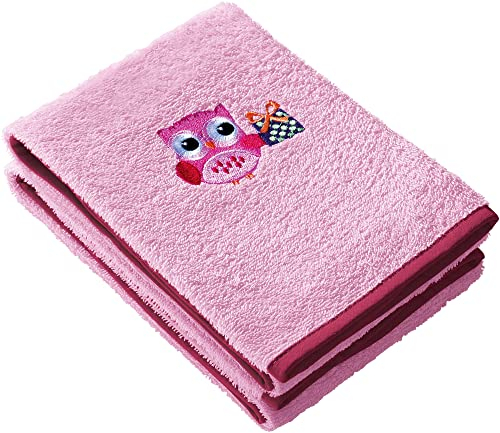 Erwin Müller Kinder Handtuch Frottier 2er-Pack Eule rosa Größe 50x70 cm - saugstark, langlebig, angenehm weich