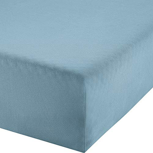 Erwin Müller Boxspringbett-Spannbettlaken Freising Elasthan-Jersey-Stretch - blau Größe 120x200 cm - 130x220 cm - dehnbar, antipilling, bügelfrei, Rundumgummi