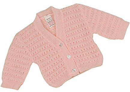 BabyPrem Baby Cardigan Jacket V-Neck Long Sleeve Lacey Acrylic Newborn-9 mths Pink 0-3