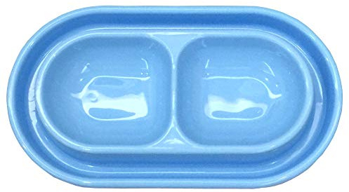 GRPET Plato Antihormigas para Gatos Gatitos, Comedero para Perros, Azul, M | Comedero Resistente a Las Hormigas, 950ML, Comedero Doble Superficial, Plástico Ligero, Alimentando Afuera, Por Comida y Agua