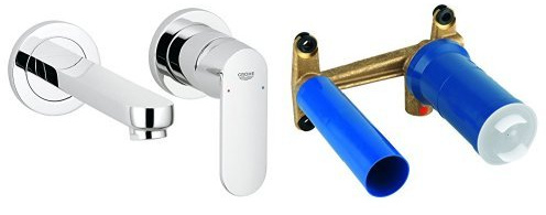 Grohe Eurosmart Cosmopolitan 2-Loch Waschtischbatterie, 19381000, Wandmontage + Grohe Einhand Unterputz-Universal-Einbaukörper