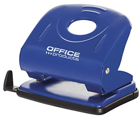 OFFICE PRODUCTS 18052311-05 Locher/bis 30 Blätter/Mechanismus und Gehäuse aus Metall/Kunststoffarm (ABS)/ Farbe: Blau/Rutschfeste Kunstsoffkappe für den Boden
