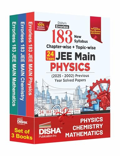 Disha's 183 New Syllabus Chapter-wise & Topic-wise JEE Main Physics, Chemistry & Mathematics (2025 - 2002) Previous Year Solved Papers 9th Edition | JEE Mains PYQ Books for 2026 | 100% Solutions