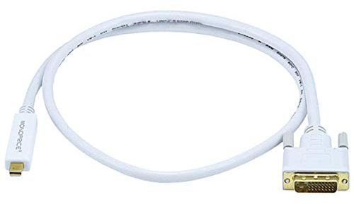 Monoprice Mini DisplayPort to DVI Cable - Supports Full HD 1080p Resolution, Gold Plated, 32AWG, 3 Feet, White