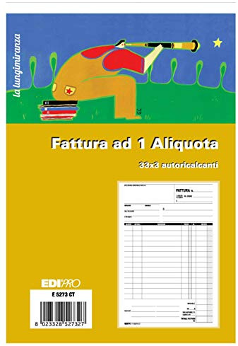 Edipro E5273CT Bloc facture 1 taux 33 x 3 homologué F.To 22 x 14,8