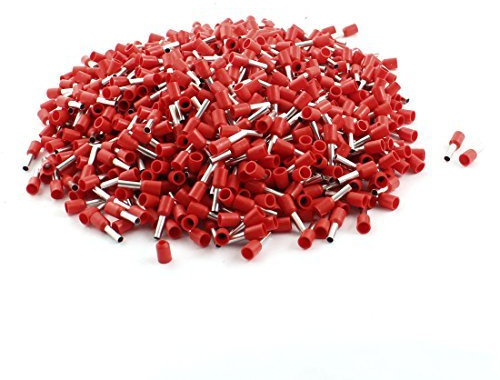 DealMux E2508 alambre aislado Tubular extremos de tubo terminales con 1000 Pieces, 2,5 mm, Rojo
