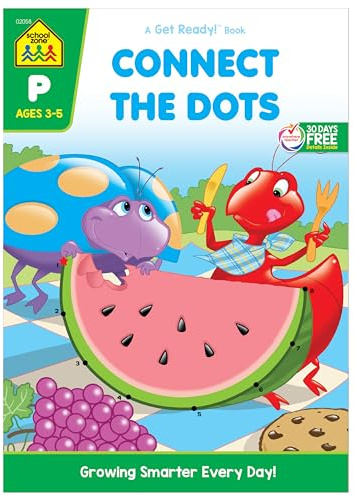 School Zone Connect the Dots Workbook: 32 Pages, Preschool, Kindergarten, Dot-to-Dots, Counting, Number Puzzles, Numbers 1-10, Coloring, Ages 3 to 5 (Get Ready! Book Series)