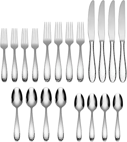 Oneida Reyna 20 Piece Set, Service for 4, 18/0 Stainless Steel, Silverware Set, Dishwasher Safe