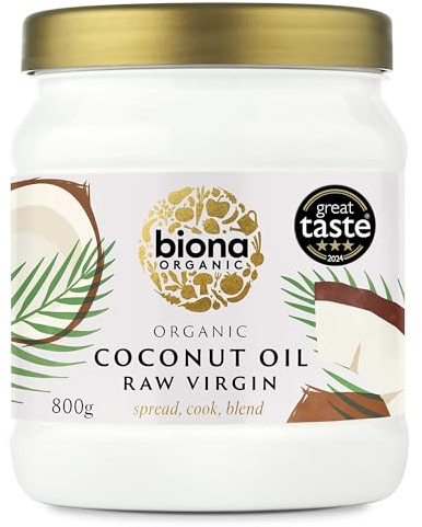 Biona Organic Raw Virgin Coconut Oil 800g - Great Taste Award 2024 Winner - Versatile Cooking Ingredient & Natural Beauty Product