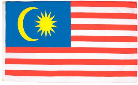 AZ FLAG - Bandera Malasia - 90x60 cm - Bandera Malasio 100% Poliéster Con Ojales de Metal integrados - 50g - Colores Vivos Y Resistente A La Decoloración