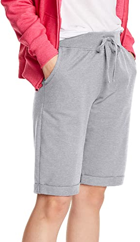 Hanes - Pantalones Cortos para Mujer, Bermudas de Rizo francés con Bolsillo y Forro Polar de Punto, Bermudas para Mujer, 28 cm, Acero Ligero, M