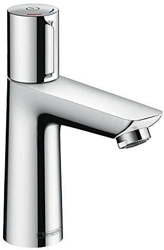 hansgrohe Wasserhahn Talis Select E (Armatur mit Auslauf Höhe 110mm und Zugstangen-Ablaufgarnitur) Chrom