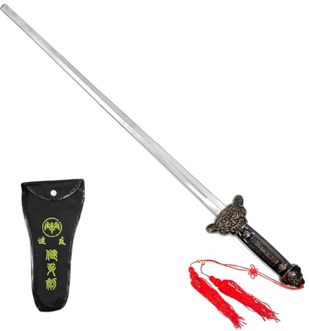 PS 36 Inch Tai Chi Chinese Training Sword, Indoor and Outdoor Practice Tool, Swordplay Training Accessory, Cosplay, Costume Prop Gift Item with Nylon Sheath