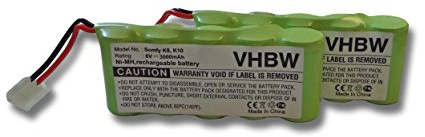 vhbw 2X Akku kompatibel mit Bosch Somfy D14, K10, K12, K8, K17 Elektrowerkzeug (3000 mAh, NiMH, 6 V)
