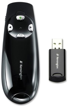Kensington Wireless Presenter Pro with Green Laser, Class 2, 150 Ft Range, Black