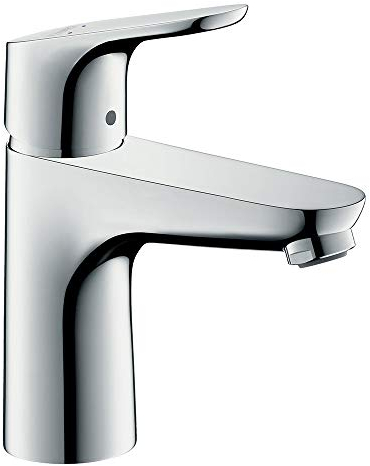 hansgrohe Wasserhahn Focus Einhebel-Waschtischarmatur für geringen Durchfluss, Auslauf Höhe 100mm mit Zugstangen-Ablaufgarnitur, Chrom