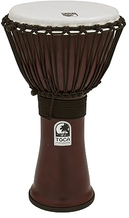 Toca TO809280 Djembe Freestyle II Rope Tuned, parche sintético, afinación traditional con cuerda, Dark Red, 10