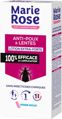 MARIE ROSE - Lotion extra forte anti-poux et anti-lentes - Fonctionne sur tout type de Cheveux - A partir de 3 ans - Format 100 mL - Fabriqué en France