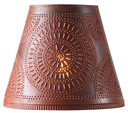 Irvins Country Tinware 14-Inch Fireside Lamp Shade with Chisel in Rustic Tin