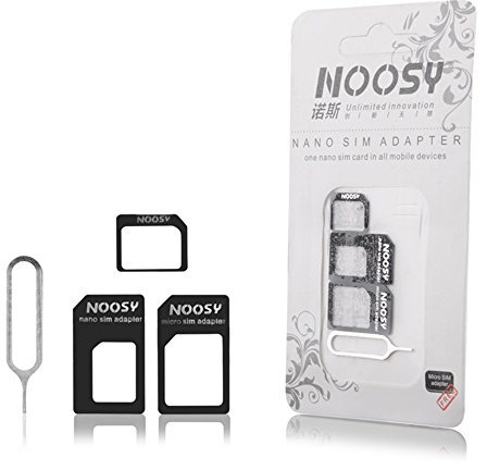 REY Adaptador SIM Noosy 4 en 1, Nano a Micro SIM, Nano a SIM, Micro a SIM, Llave de Apertura, Negro