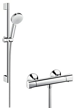 Hansgrohe 27030400 Crometta 100 Thermostatset 0,65m, 4 Strahlarten, Weiß/Chrom