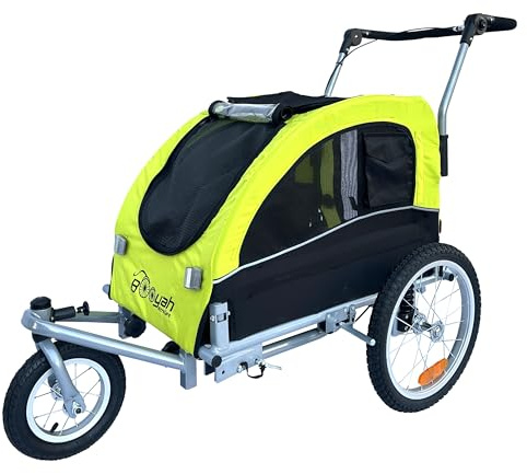 Booyah Medium Dog Stroller & Pet Bike Trailer and with Suspension - Florescent Green
