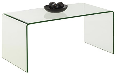 Julian Bowen Amalfi Coffee Table, Glass | Modern Centre Table for Living Room, Tempered Glass, No Assembly Needed, Curved Edges, Creates the Illusion of Space