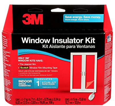 3M 2144W-6 Patio Door Indoor, Heat or Cold Insulation for Large Windows and Sliding, 1-Door Kit, 7 9.3 Film, Fits 6 8 in x 9 ft, Clear
