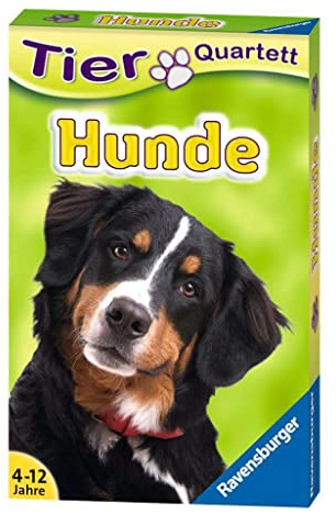 Ravensburger 20420 – Quartetto di animali per cani, classico per 3 – 6 giocatori dai 4 ai 12 anni, 32 razze di cani, bianco