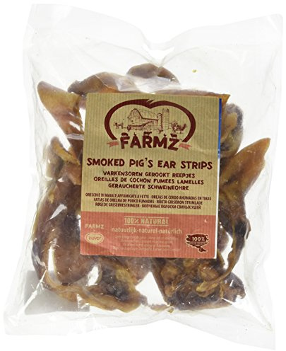 duvoplus, Farmz Oreilles Cochon Fume Strips 250gr, 100% Naturel, 100% Porc, Aucun Parfum, Colorant ni arôme ajouté, Complément Alimentaire pour Chiens, Fabriqué en U.E.