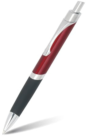 ONLINE Sporty Red kulspetspenna, aluminium, infällbar, internationell påfyllning med stor kapacitet, outplånlig, svart skrift, metallklämma