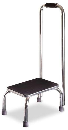 DMI Step Stool with Handle and Non Skid Rubber Platform, Lightweight and Sturdy Stool for Seniors, Adults and Children, Holds up to 300 Pounds with 9.5 Inch Step Up, 17.3D x 12.3W x 34H, Chrome