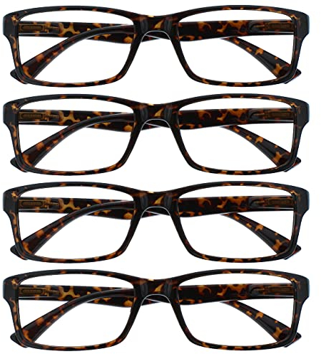 OPULIZE La Société Lunettes De Lecture Marron Écaille Lecteurs Valeur Pack 4 Designer Style Hommes Femmes RRRR92-2 +2,50