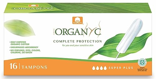 Organyc Tamponi in Cotone Certificato 100% Biologico per Flusso Molto Intenso, 1 Confezione da 16 Unità