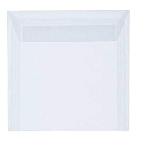 Paper24 25 transparente Briefumschläge 155x155 mm, haftklebend, 120 g/qm, Briefumschlag quadratisch 15,5x15,5 cm Ideal für Hochzeitskarten im Format 148x148 mm