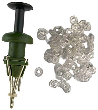 BZS Pellet Bait Bander Tool for Carp Match Fishing with 150 Bands Pellet Bander Plastic Coarse Fishing Terminal Tackle Set, Silver Coated Green